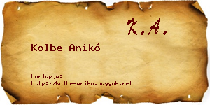 Kolbe Anikó névjegykártya